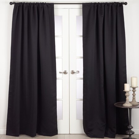Doba-Bnt SARO 54 x 108 in. Solid Rod Pocket Blackout Window Curtain Panel Black SA2657575